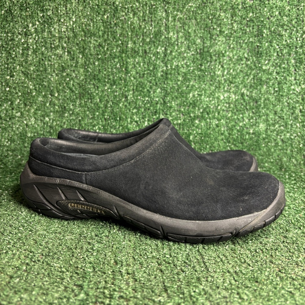 Merrell Encore Breeze Suede Slip On Comfort Walking Clogs Black Womens Size 8.5